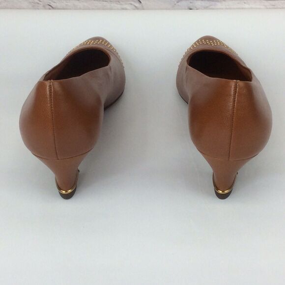 Joyce Vintage Pointed Toe Pump Heels Women’s Size 7.5 N Brown/Cognac Leather - Picture 8 of 12